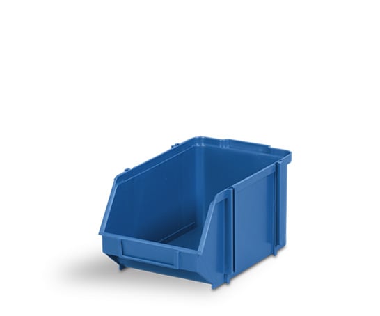 Caixa BIN 5 azul com abertura frontal e porta-etiqueta